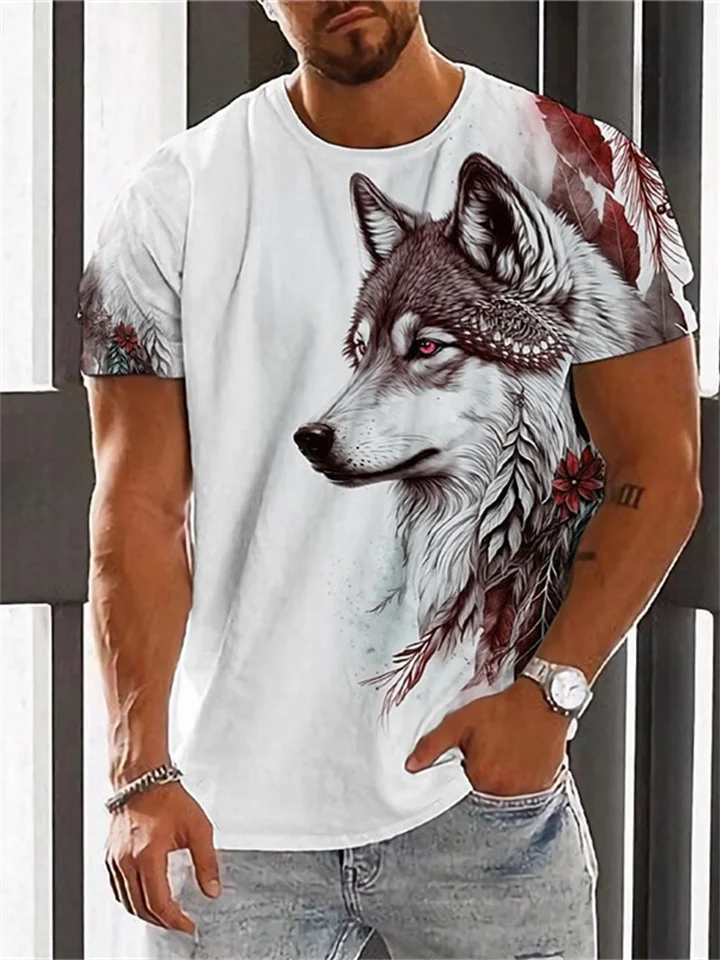 Summer New T-shirt Beast Pattern 3D Digital Printing Men's Casual Loose Models T-shirt-JRSEE