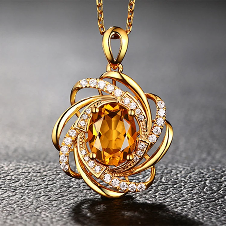 Fashion Flower Gem Crystal Necklace