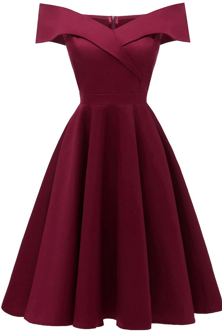 Dark Navy Off-the-shoulder A-line Party Prom Dress - BlackFridayBuys