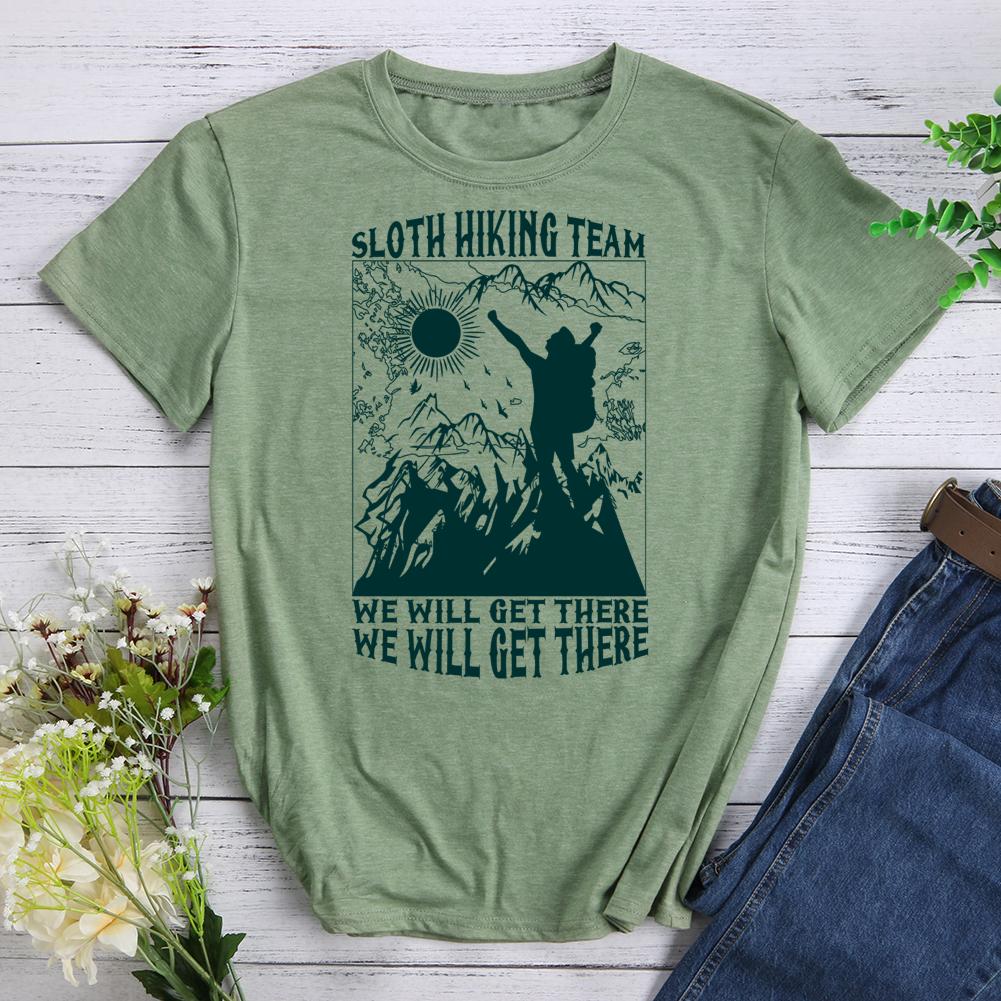 sloth hiking team we will get there we will get there Round Neck T-shirt-0022990-Guru-buzz