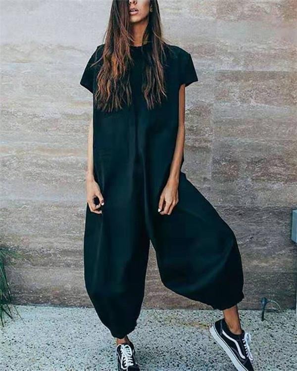 solid casual short sleeve jumpsuits p204392