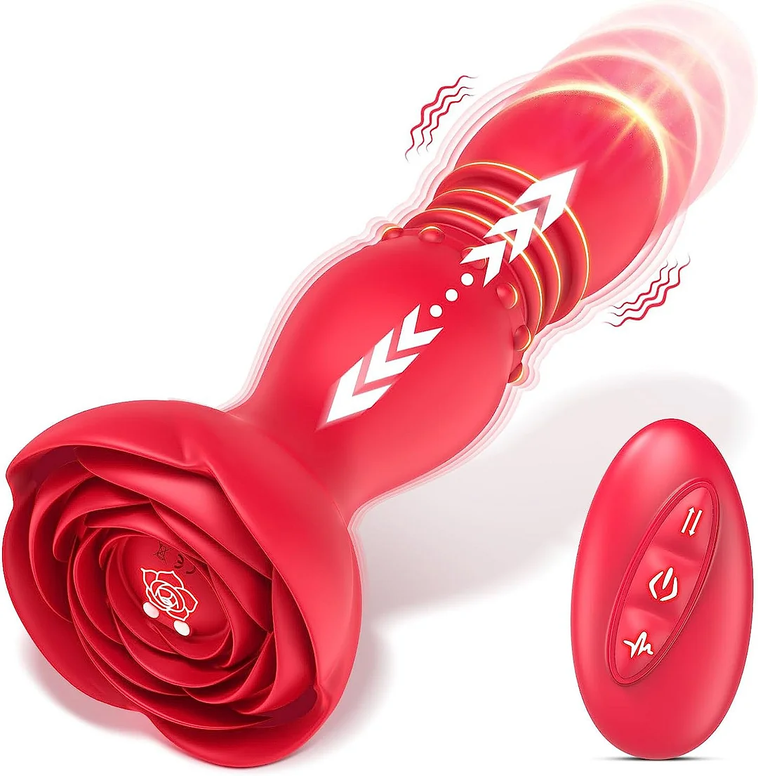 Wireless Remote Control Telescopic Rose Anal Vibrator - Rose Toy