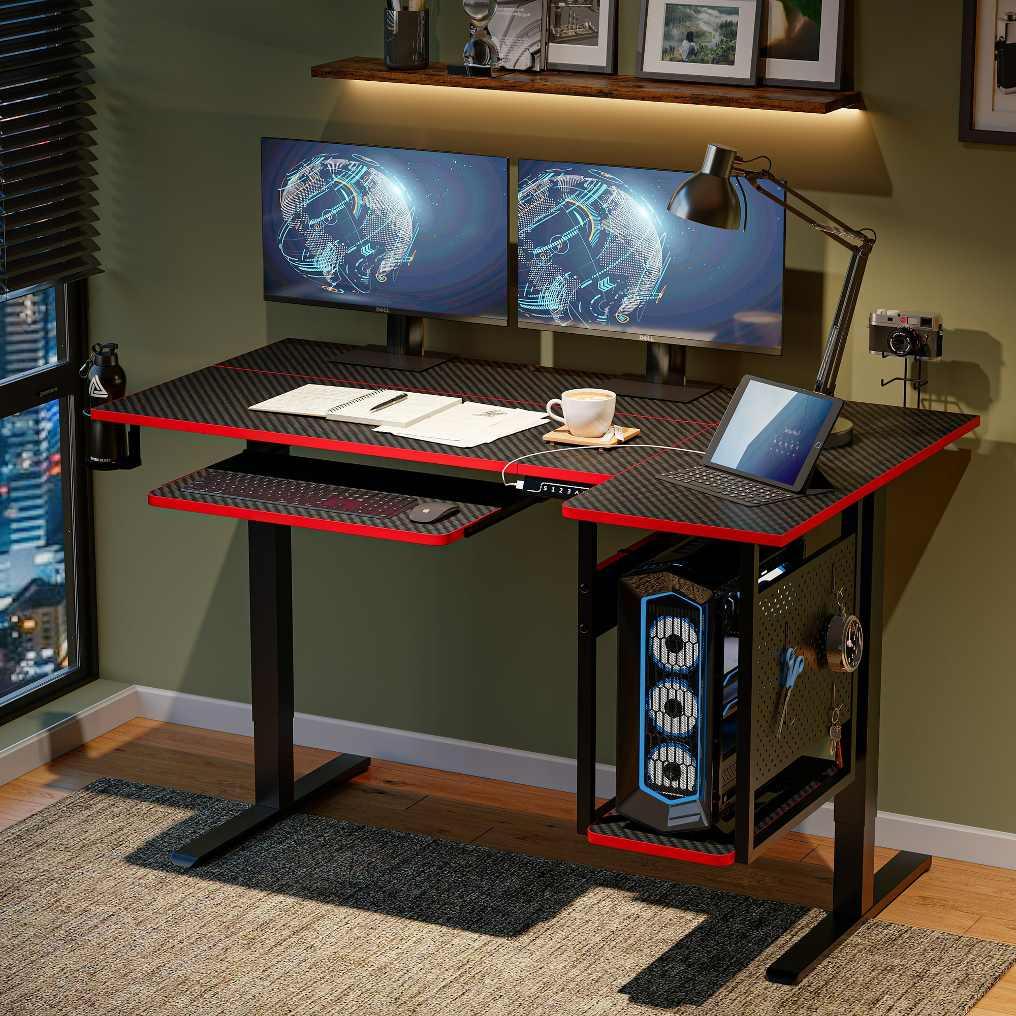 Bestier 57.5" x 31.5" Height Adjustable Electric Standing Desk L-Shaped ...