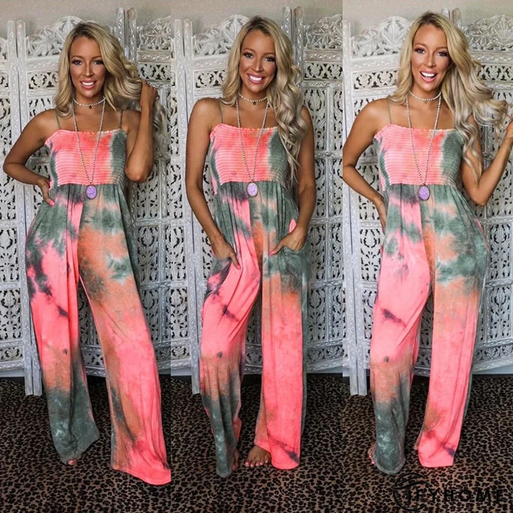Fashion Loose Printed Sling Jumpsuit | IFYHOME
