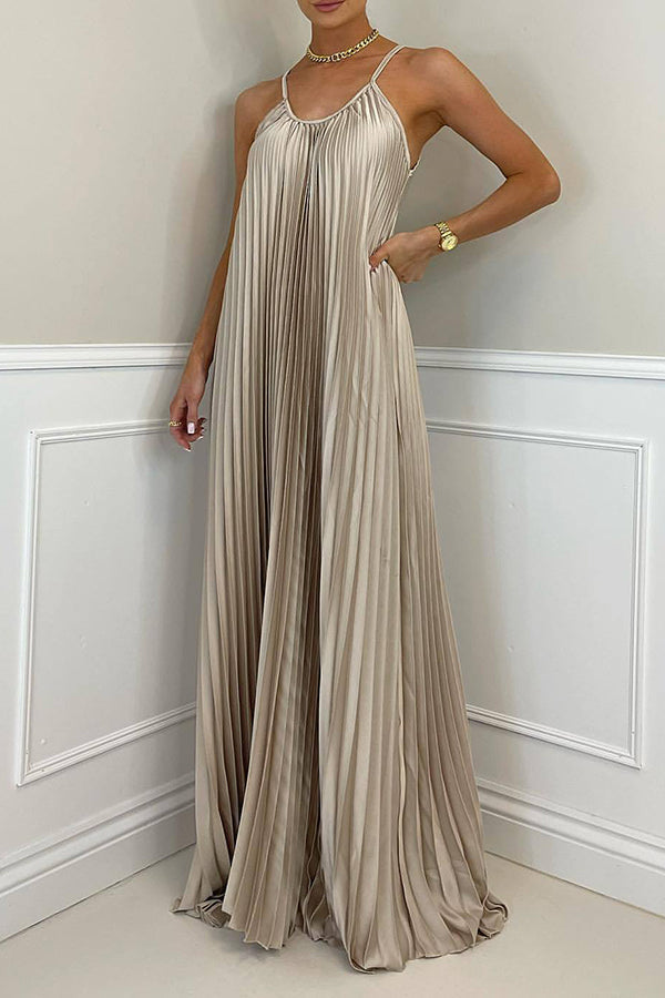 Casual Solid Color Pleated Dress
