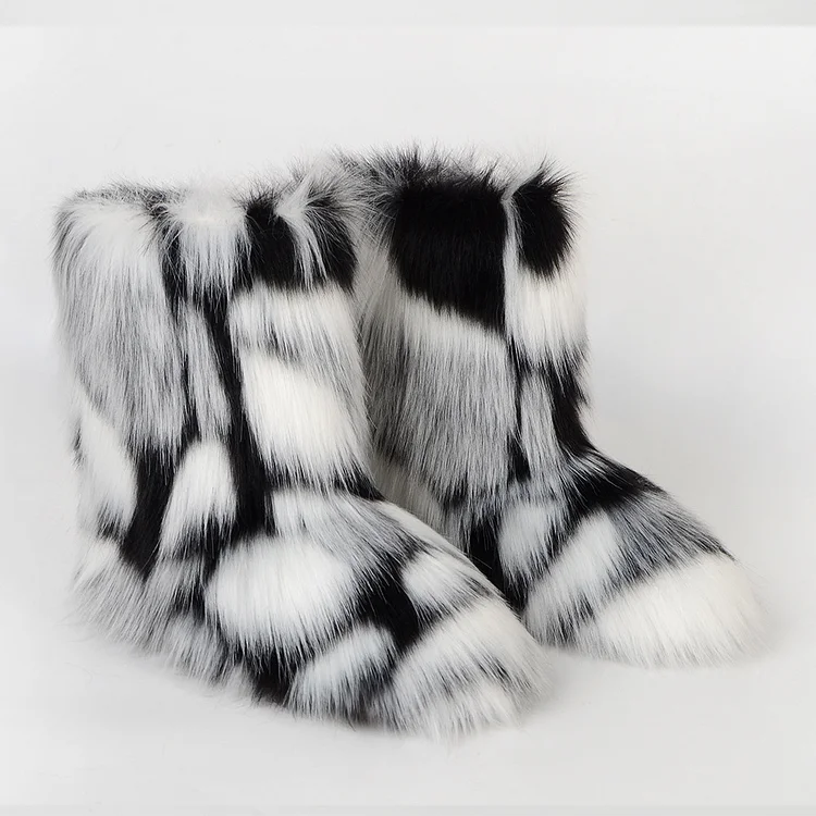 New Winter Warm Plus Velvet Mid-Calf Fur Boots  Stunahome.com