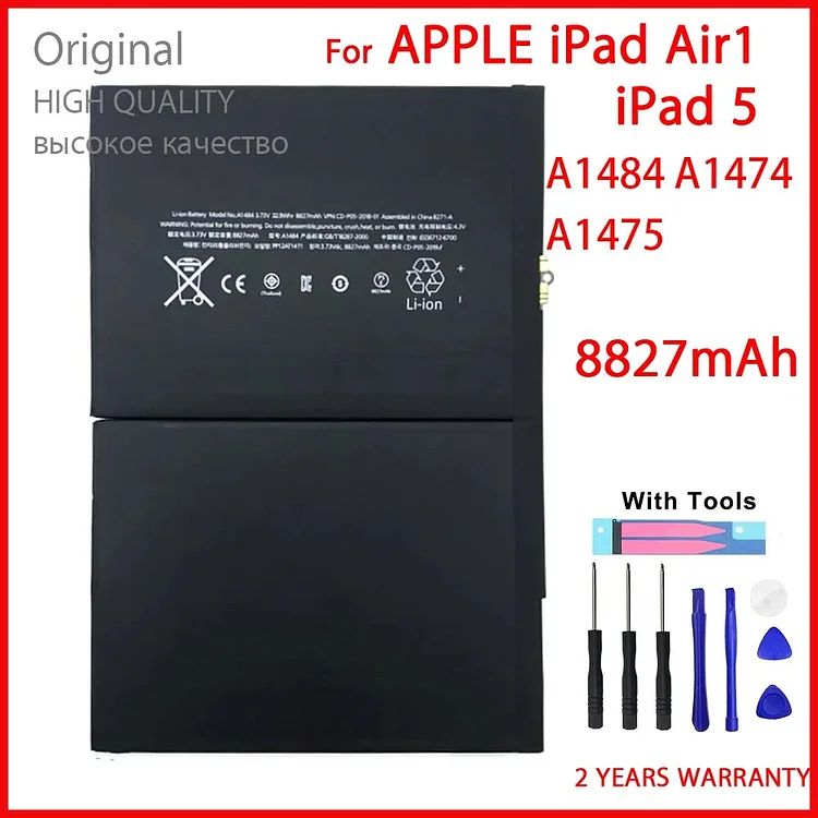 100% Genuine A1484 Battery For iPad 5 Air iPad5 A1474 A1475 8827mAh Replacement Tablet High Quality New Batteries With Tools