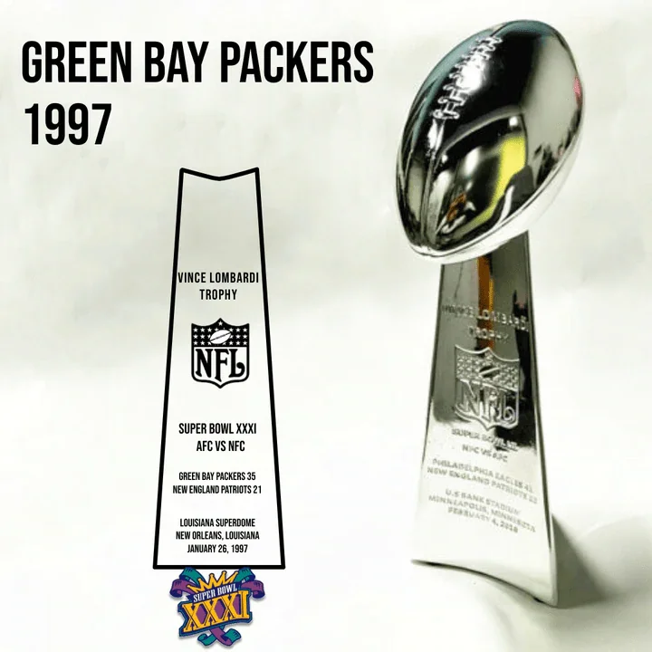 [NFL]1997 Vince Lombardi Trophy, Super Bowl 31, XXXI Green Bay Packers