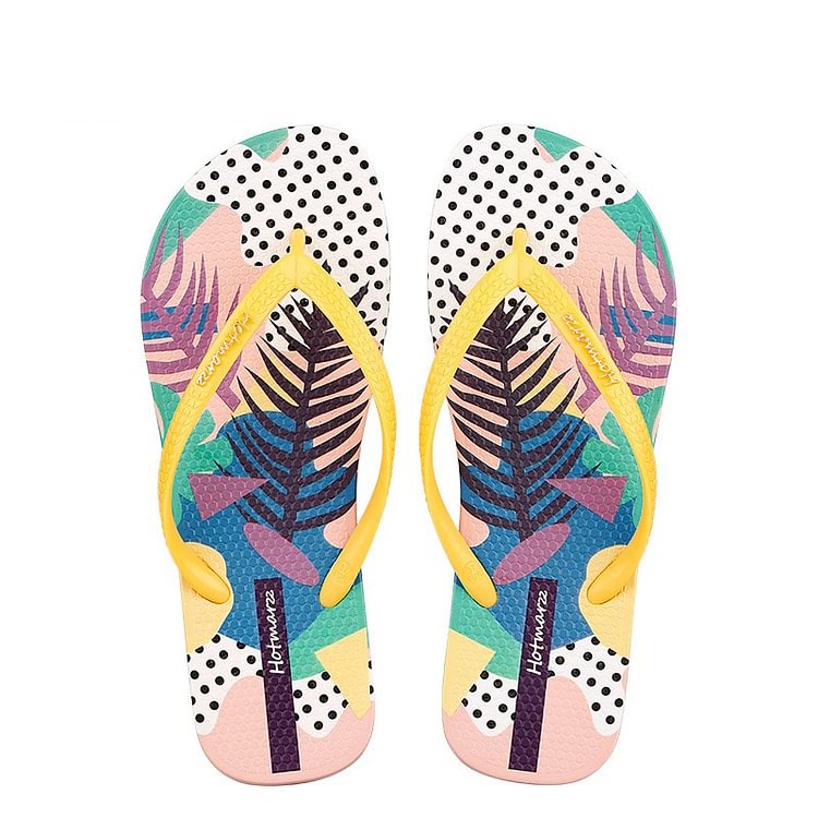 Tropical Plants Print Flip Flops