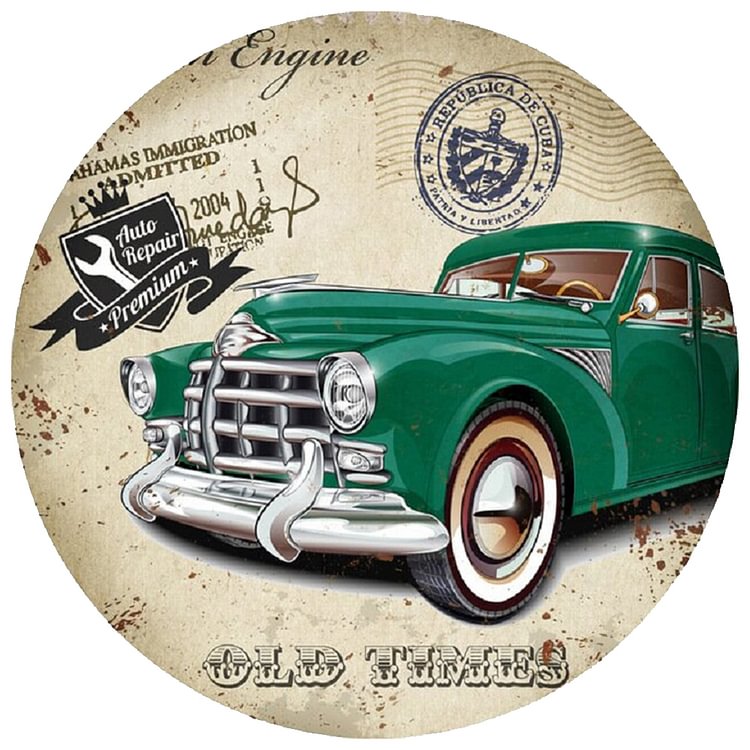 Car - Round Shape Tin Signs/Wooden Signs - 30*30CM