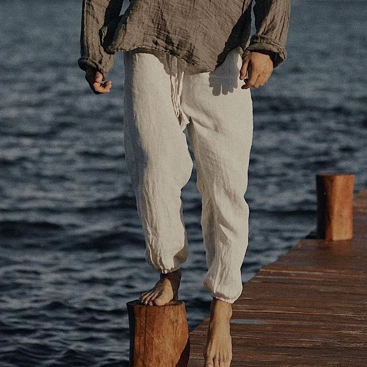 Men's Linen Casual Plain Harem Pants