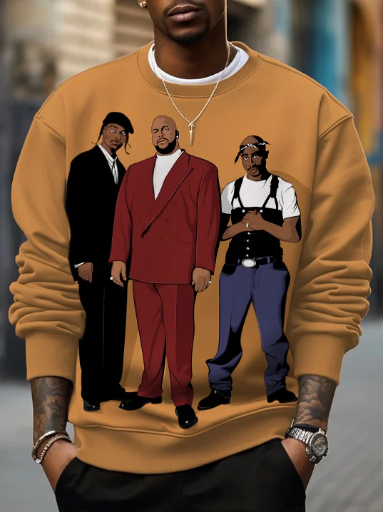 Men's Hip Hop Stars Art Print Casual Sweatshirt