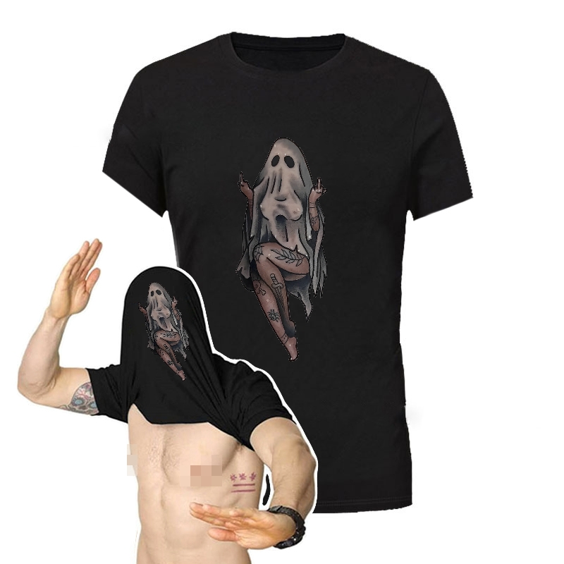 NAUGHTY SEXY NAKED LADY GHOST Double Print Flip T Shirt SIIRIGO 23 99