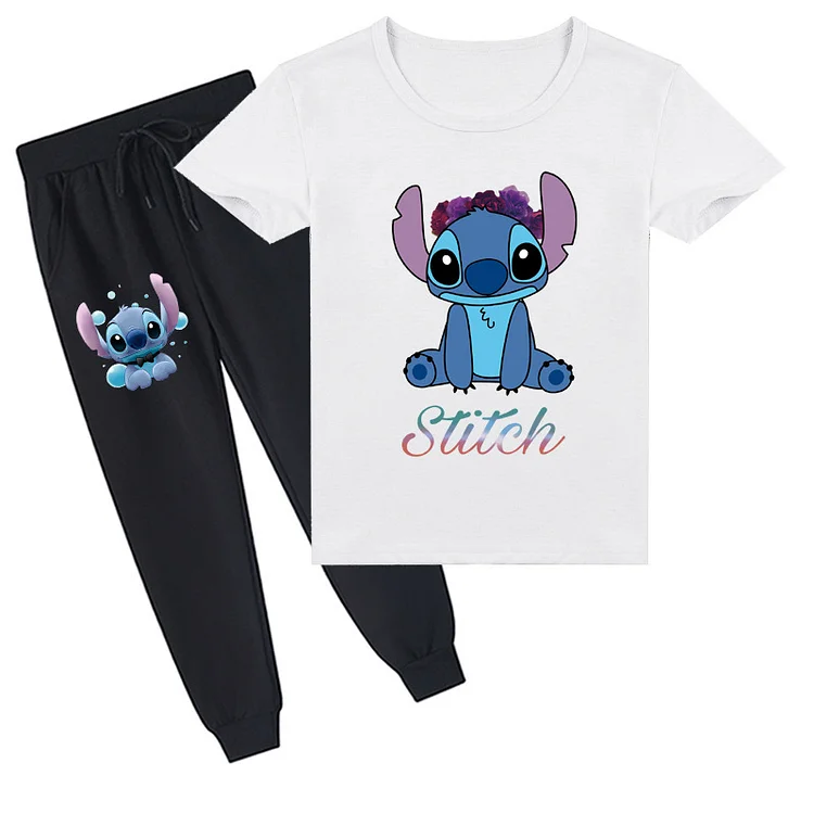 Mayoulove Stitch Kids T-Shirt & Pants Set - Cute & Comfortable Outfit for Boys and Girls aged 2-8!-Mayoulove