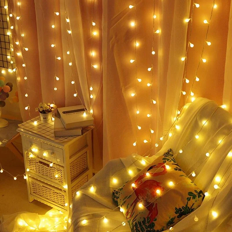 2M 5M 10M Cherry Balls LED  Fairy String Lights Battery USB Operated Wedding Christmas Outdoor Room Garland Decoration