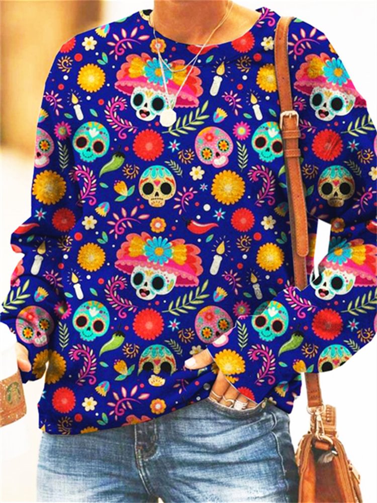 Sugar Skulls Day Of The Dead Casual Sweatshirt