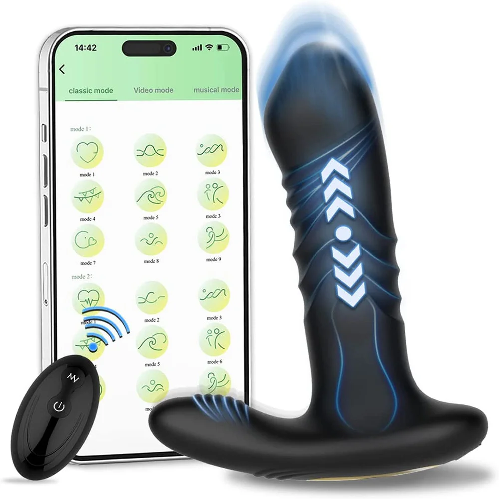 App Remote Control Telescopic Vibration Prostate Massager - Rose Toy