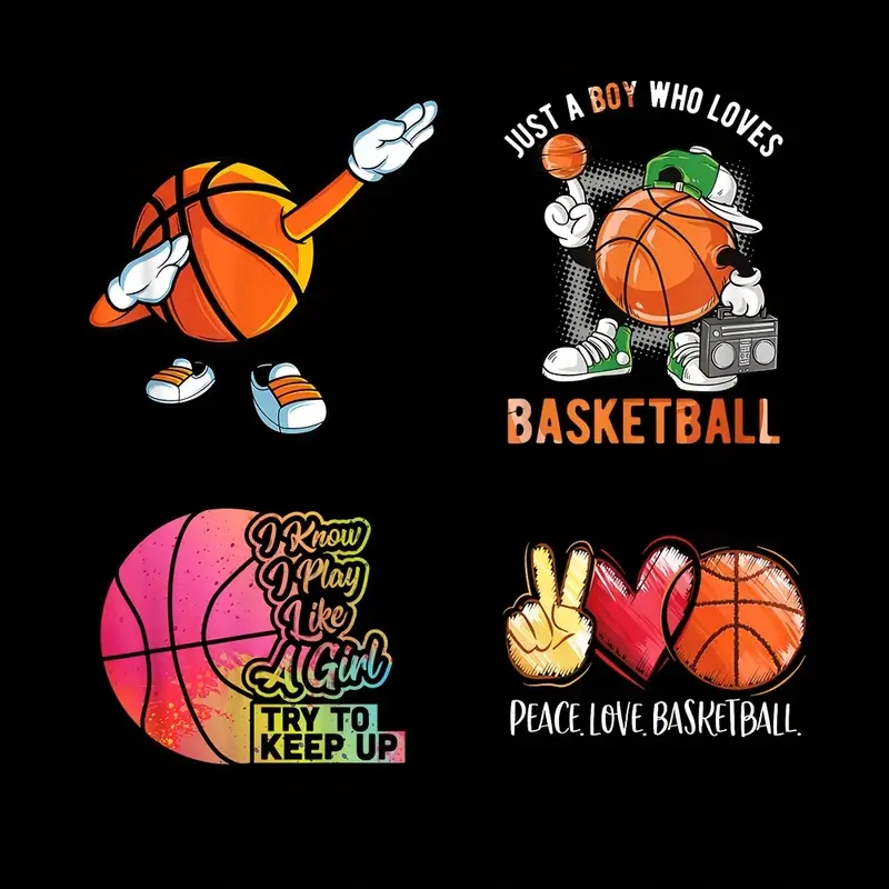 1/4PCS Popular Patterns Love Basketball Patches For T-shirts Sweatshirts Hoodies Heat Transfer Stickers For Men-Guru-buzz