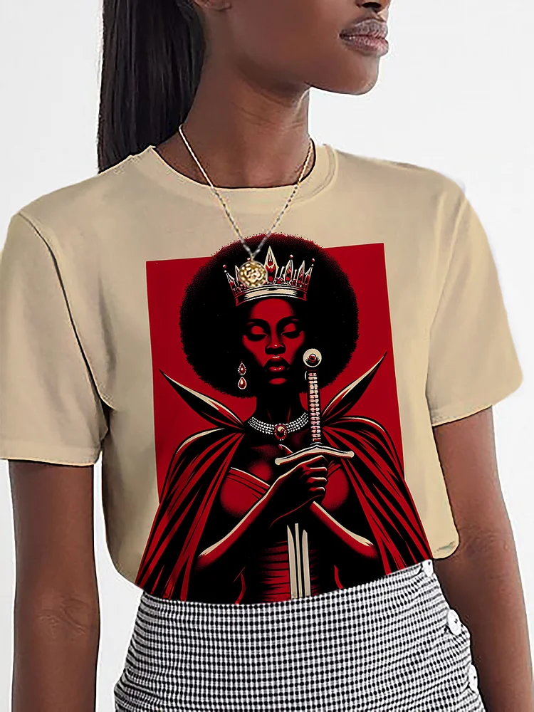 Women's Female Warrior Print Casual T-Shirt