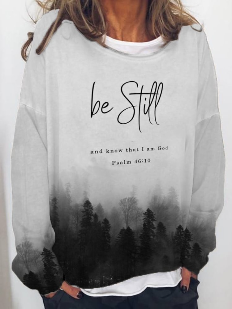 Vefave Forest Be Still Print Long Sleeve Sweatshirt
