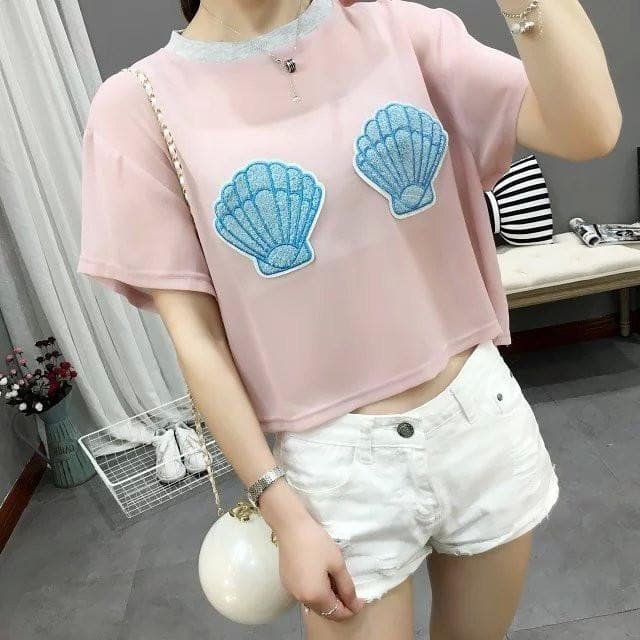 S/M/L Pink Mermaid Sea Shell Top SP167385