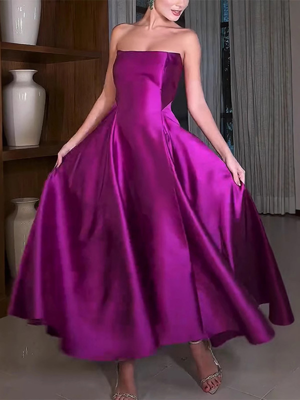 Elegant Tube Top Three-color Printed Maxi Dress main image 0