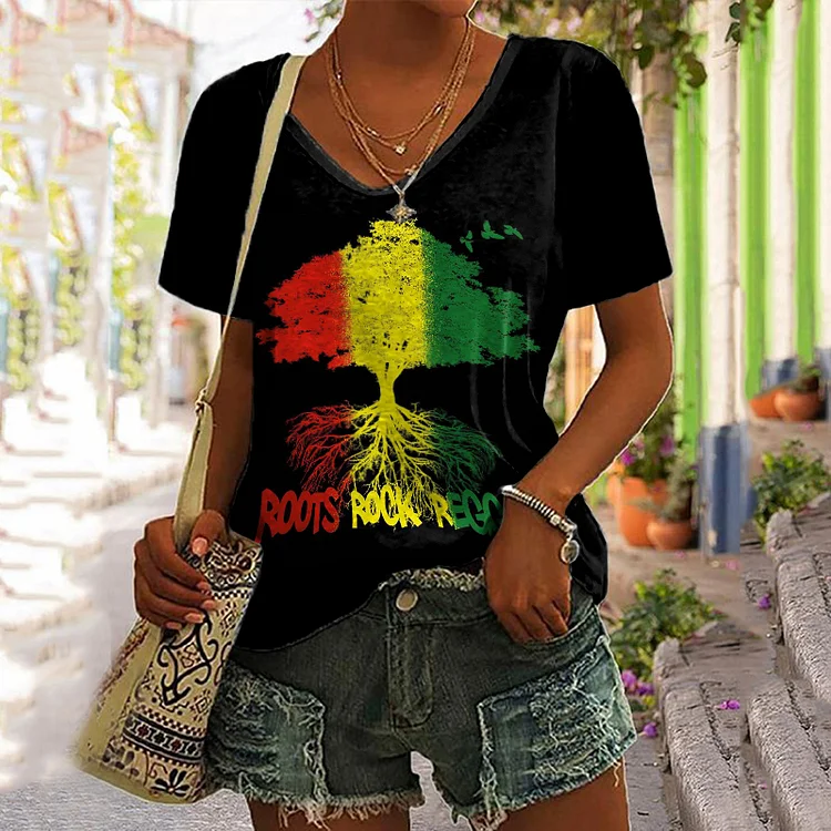 Juneteenth Contrast Tree Print Short Sleeve T-Shirt
