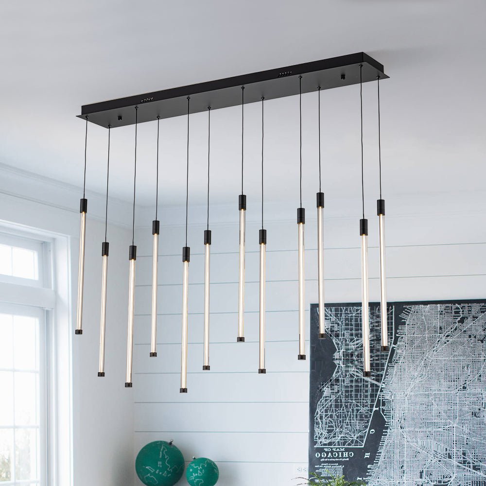 Modern 12-Light Linear Cylinder LED Pendant Light