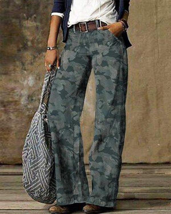 Gray Denim Printed Vintage Pants - Chicaggo