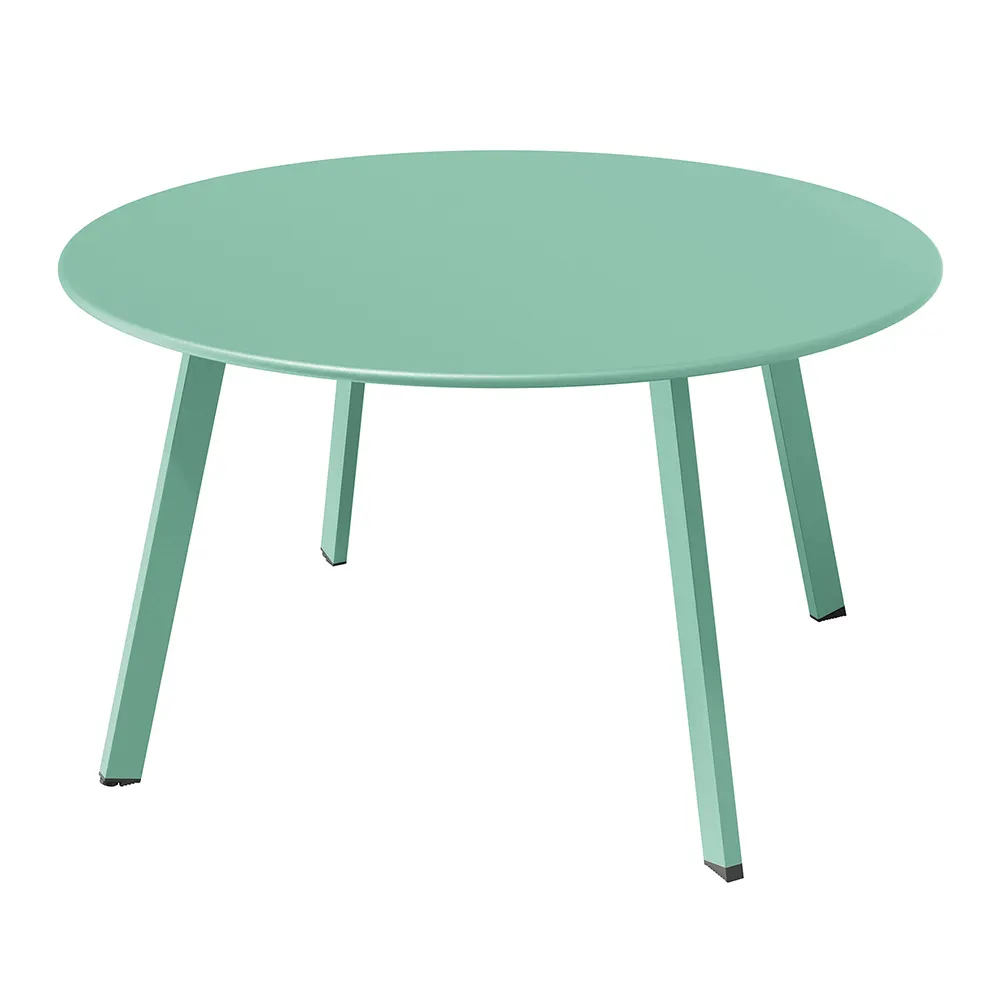 Round Steel Patio Coffee Table, Weather Resistant Outdoor Large Side Table Mint Green