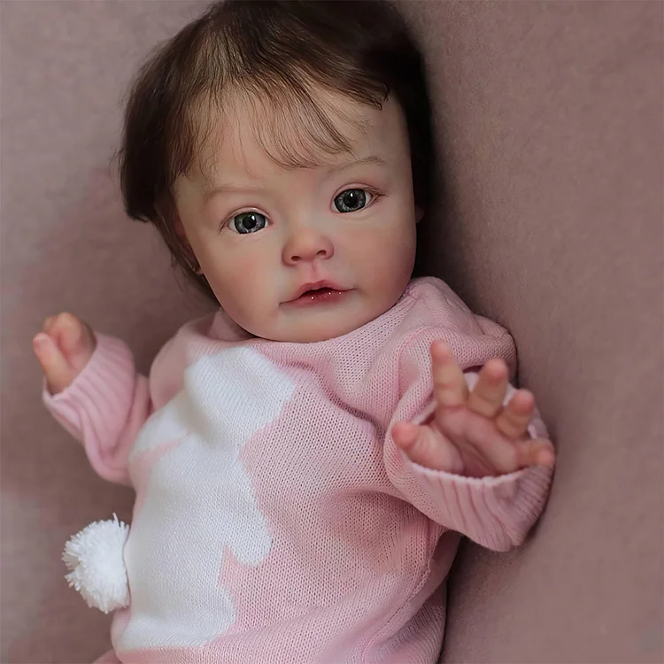 [New!]Large Size Reborn Toddlers Babies Doll 17''  Super Lifelike Handmade Awake Reborn Girl Doll Leila