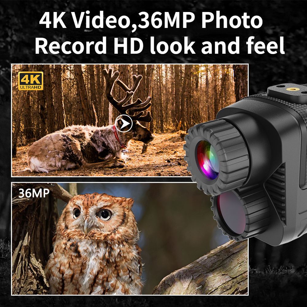 BekinTek 4K 3D Helmet Mounted Night Vision Monocular Head Mountable Goggles Rechargeable Optics Telescope IR Full Dark Observing 7x Infrared 8x Digital Zoom 4K Video Record 36M Photo 800 Degrees Diopter Adjustment 4 Color Effect 5