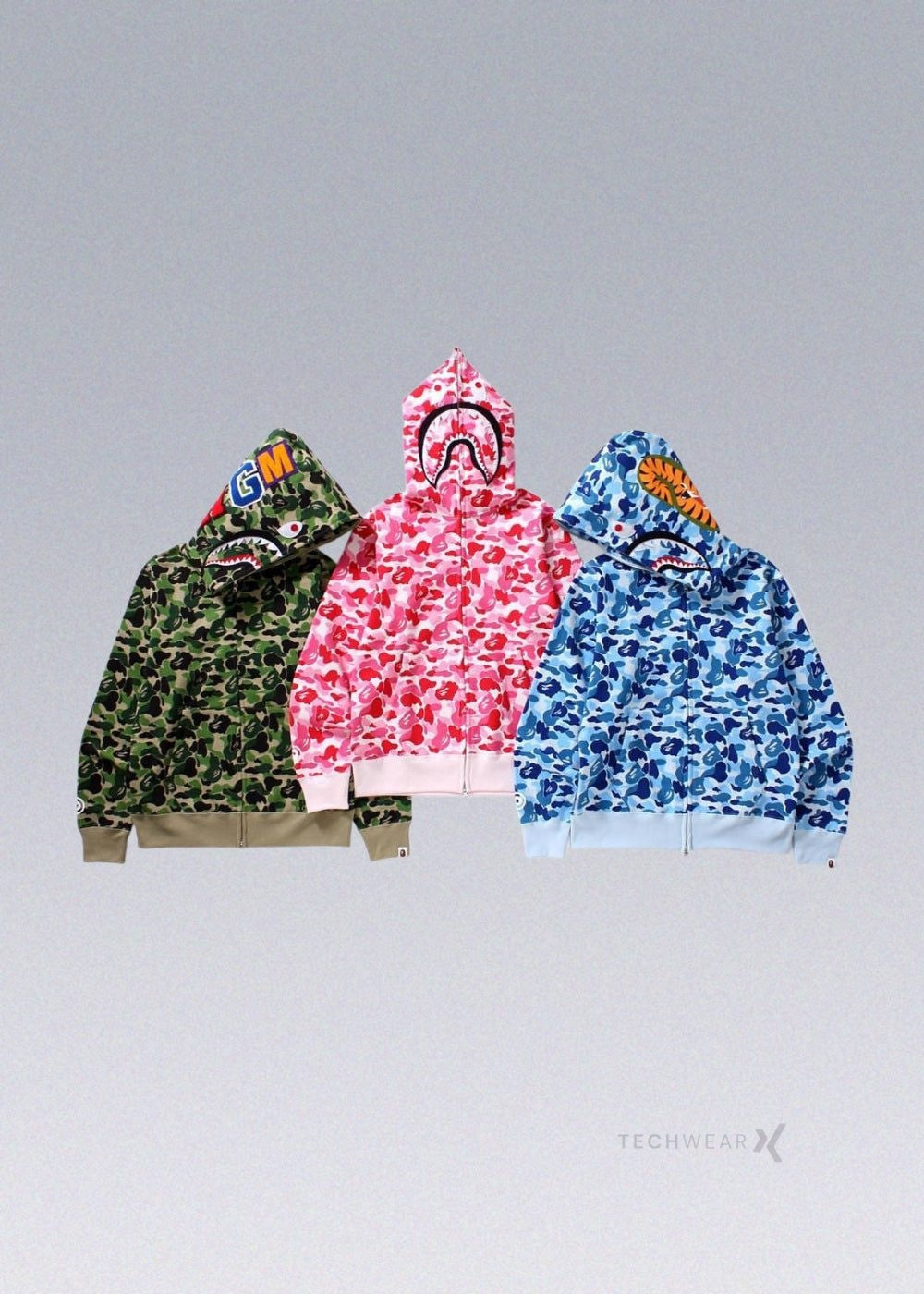 techwear-x Pink Blue Camo Bape Hoodie Jacket Pink-S