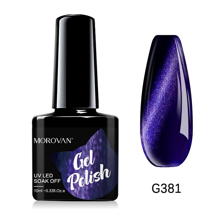 Morovan Dark Grape/Thistle Glitter Cat Eye Gel Nail Polish G381