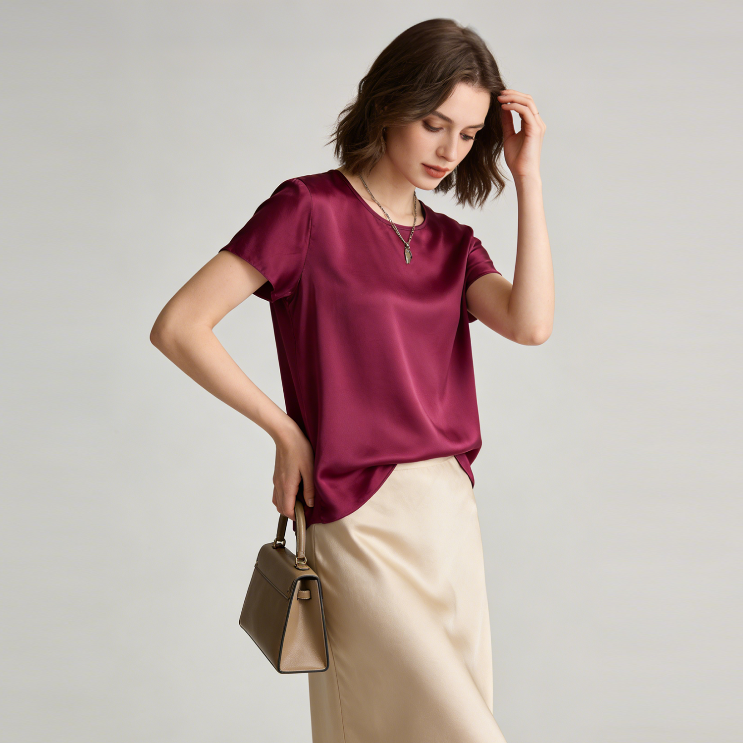 Silk Blouse Washable T-Shirt Top REAL SILK LIFE