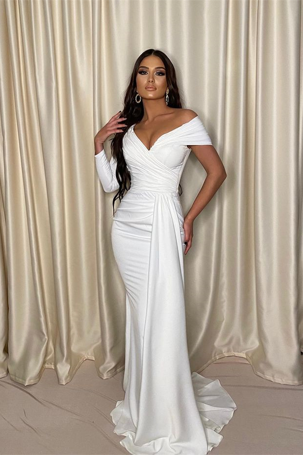 Long sleeve clearance white prom dress