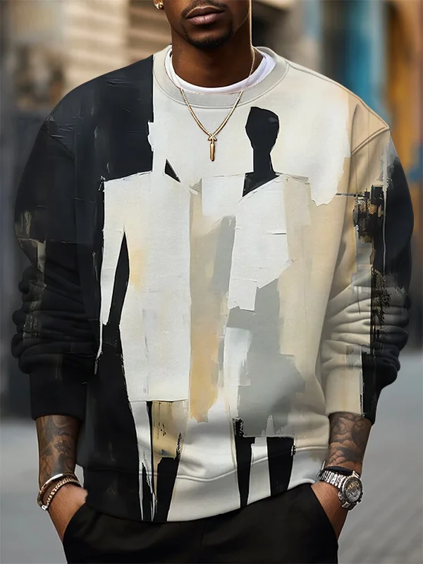 Men's Abstract Figure Oil Painting Art Print Casual Sweatshirt