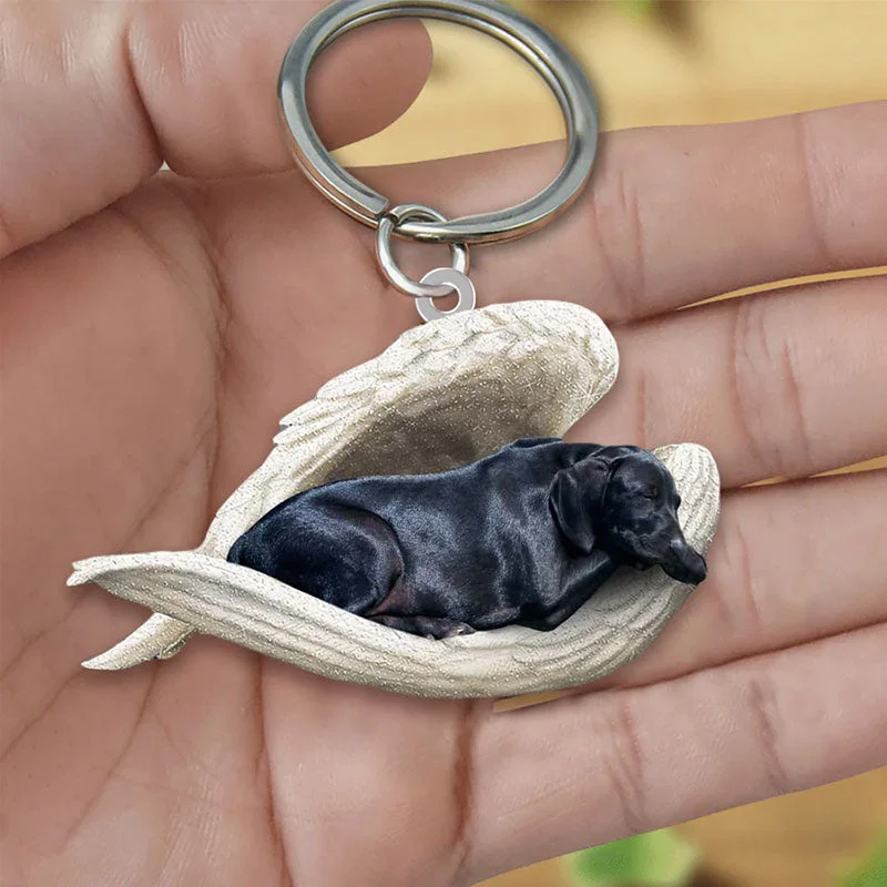 VigorDaily Sleeping Angel Acrylic Keychain Black Labrador