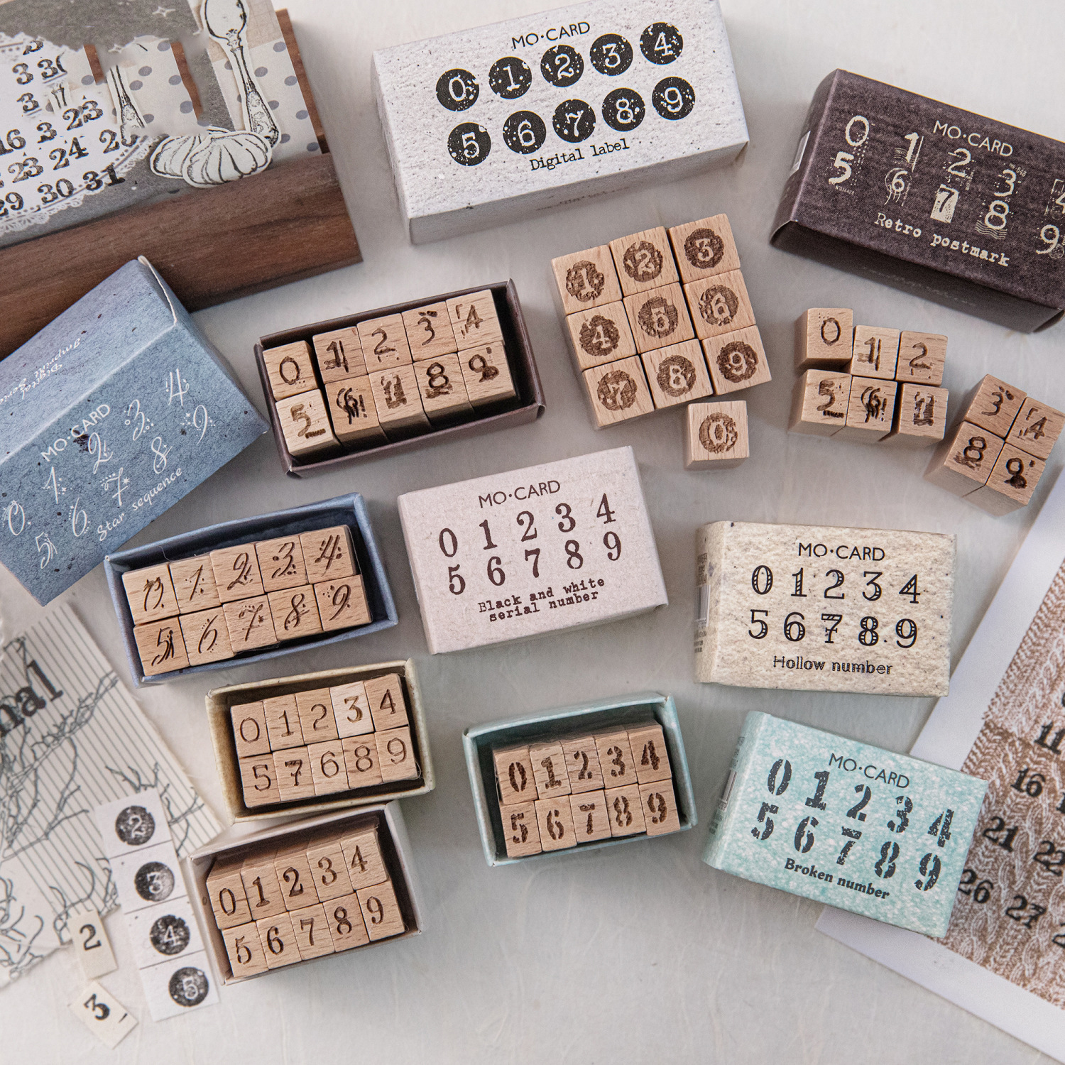 Wooden Stamp Set - Digital Print Series Vintage Number 2.26