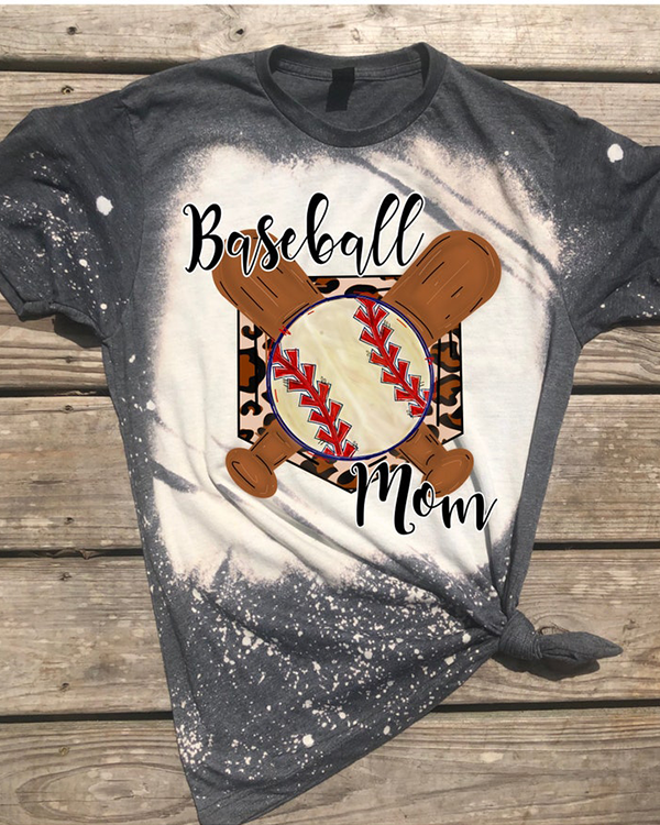 Baseball mom bleached tee