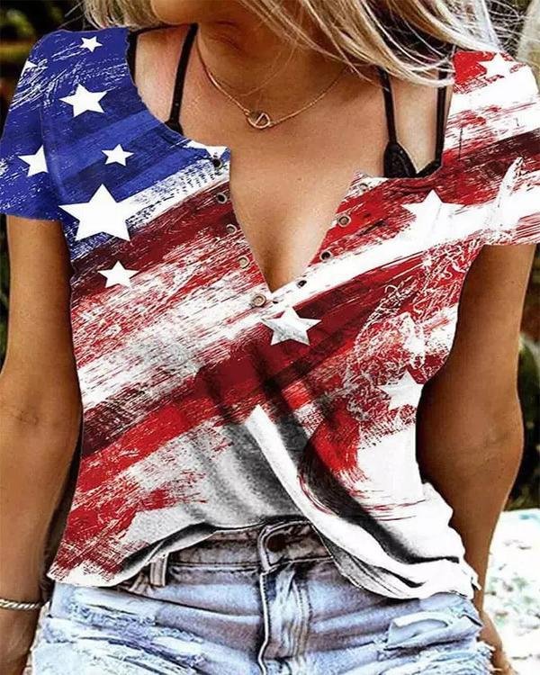 American Flag Star Blouse without Black Camisole - Chicaggo