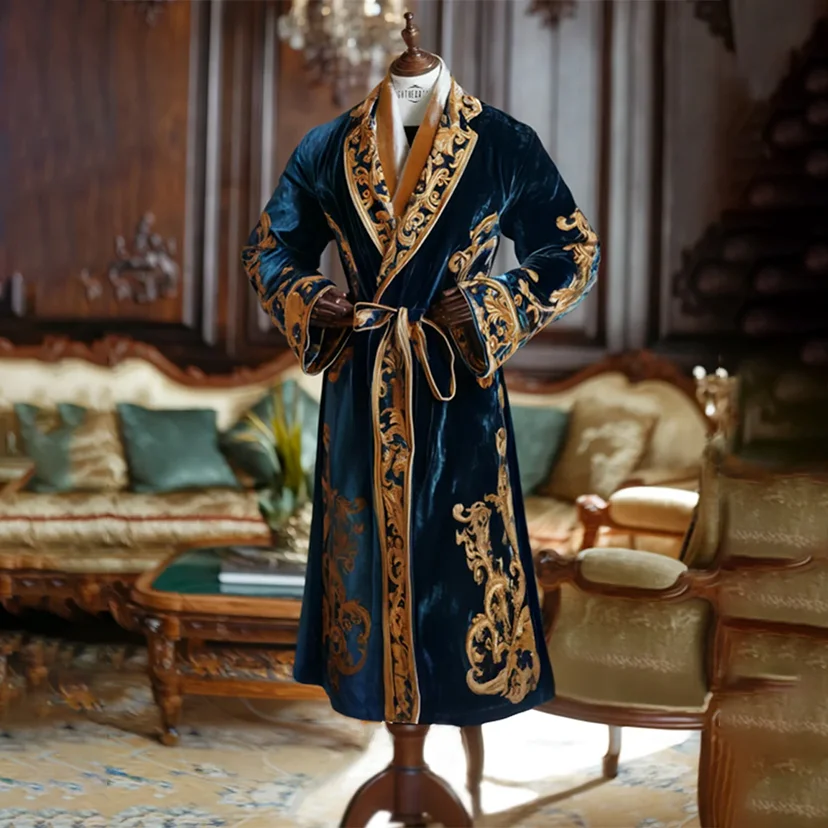 Men's Flannel Baroque Court Style Robe Pajamas-inspireuse