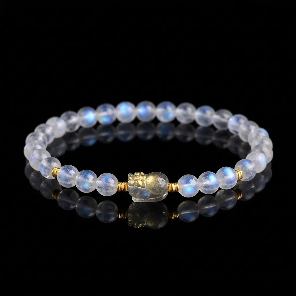 The Celestial Pixiu Bracelet | Luminous Moonstone & Labradorite Edition
