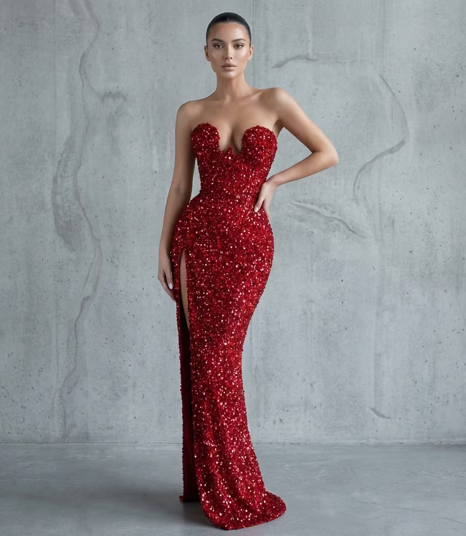 Sweetheart Strapless Sleeveless High-Waisted Long Mermaid Prom Dress With Beading And High Split | JZ0101 Wellcucu