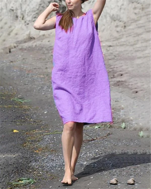 Solid Sleeveless Casual Women Holiday Daily Fashion Mini Dresses