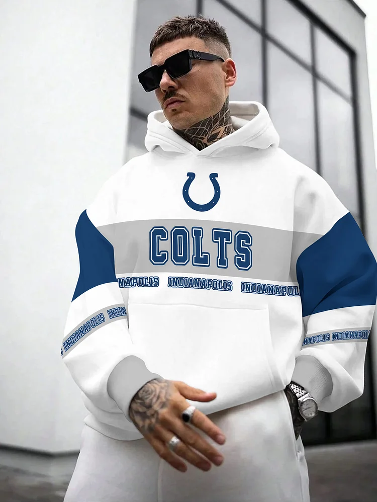 Indianapolis Colts  Printed Hooded Pocket Pullover Hoodie