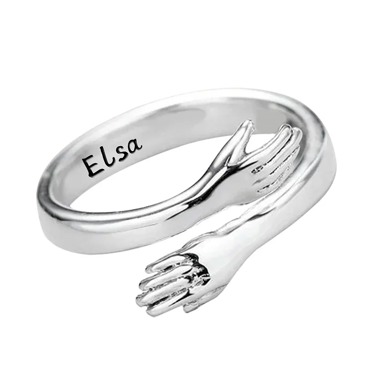 2024 New Couple Hug Ring Customized with Name Open Ring Gift for Her