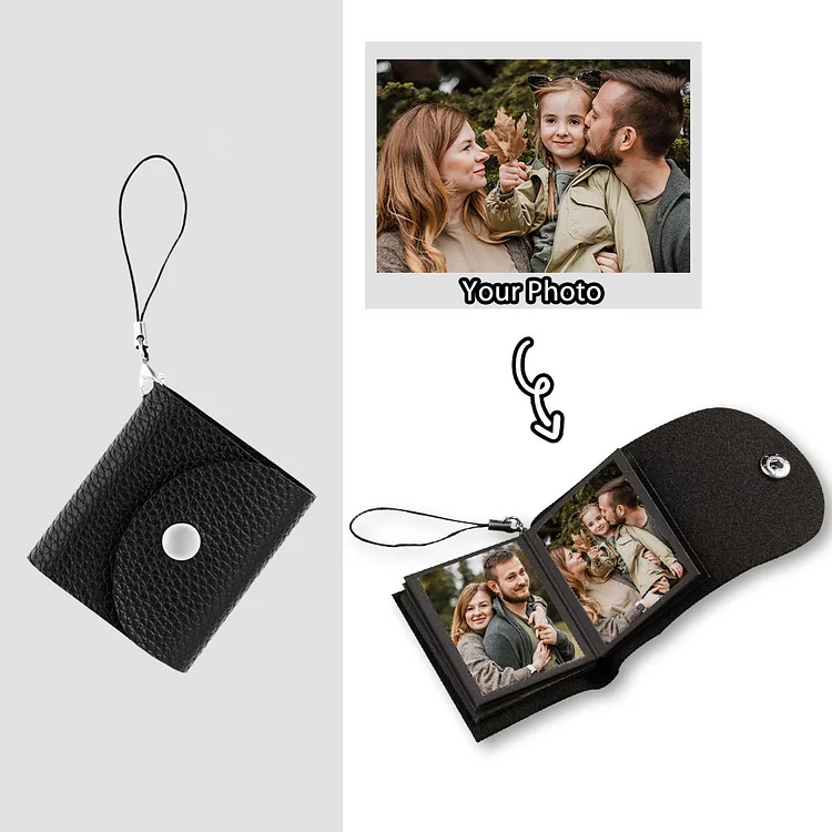 Custom Mini Photo Album Keychain 10 Photos Leather Keychain Romantic Gifts