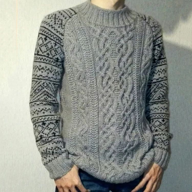 Men'S Fairman Island Patchwork Chunky Twist Sweater