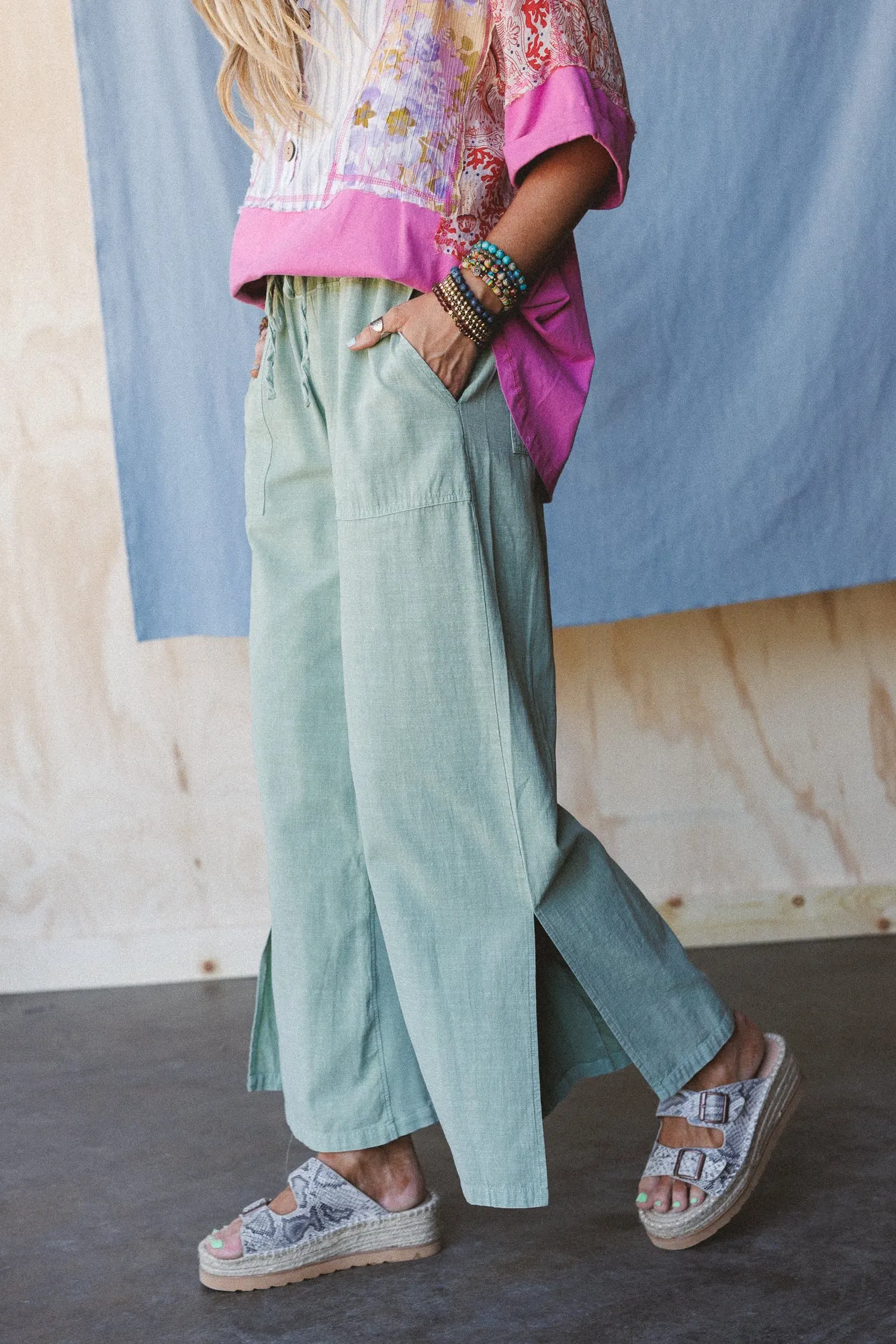 Dream Awake Wide Leg Pants - Sage